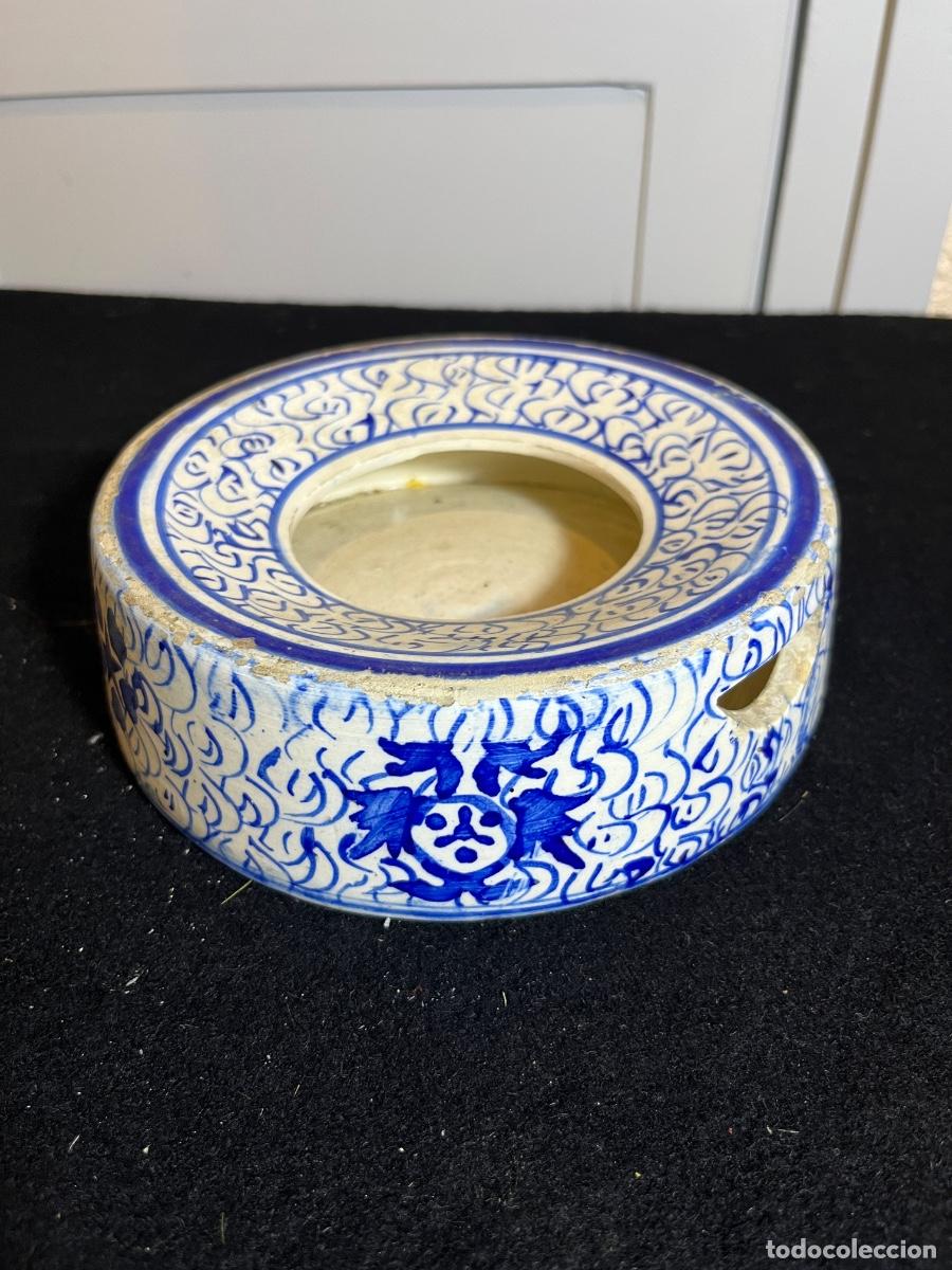 Antiquit&eacute;s: Escupidera Antigua Cer&aacute;mica Azul Blanca Loza Popular Espa&ntilde;ola Vintage Siglo XIX XX