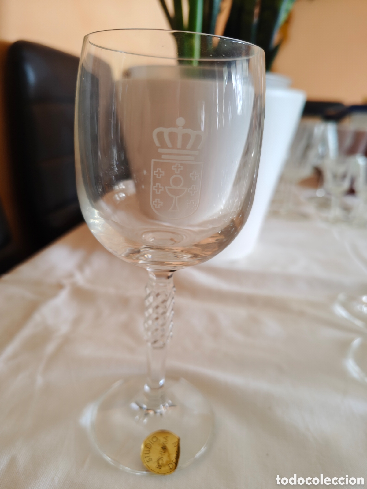 Antiquit&auml;ten: COPAS DE CRISTAL DE BOHEMIA ESCUDO DE GALICIA