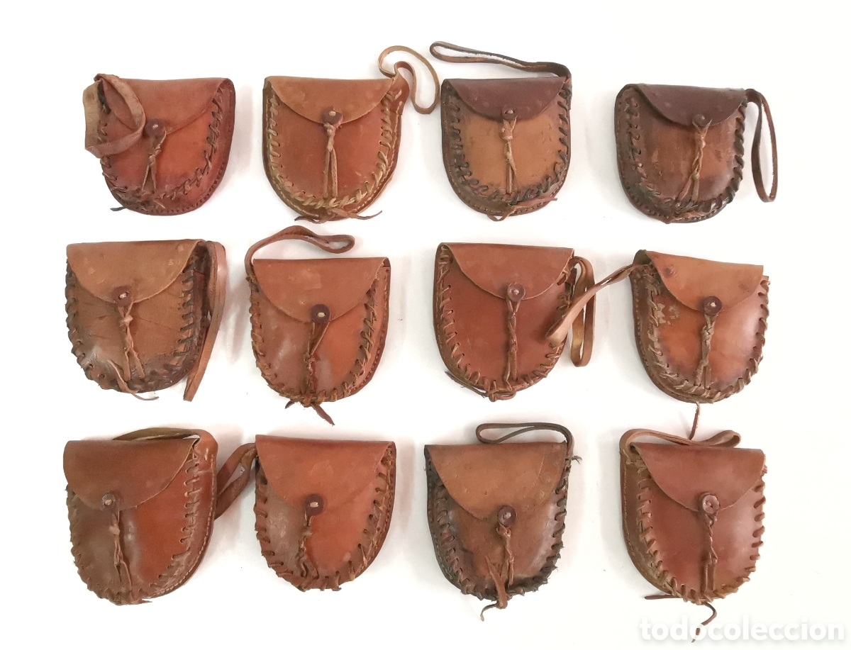 Antiquit&auml;ten: CONJUNTO DE BOLSAS DE CUERO ANTIGUAS SIN USAR ESTILO MEDIEVAL
