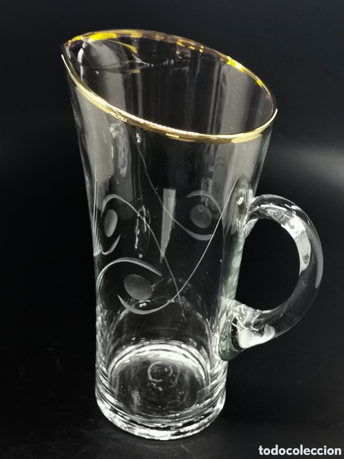 Antiquit&auml;ten: JARRA VINTAGE DE CRISTAL TALLADO CON FILO DORADO