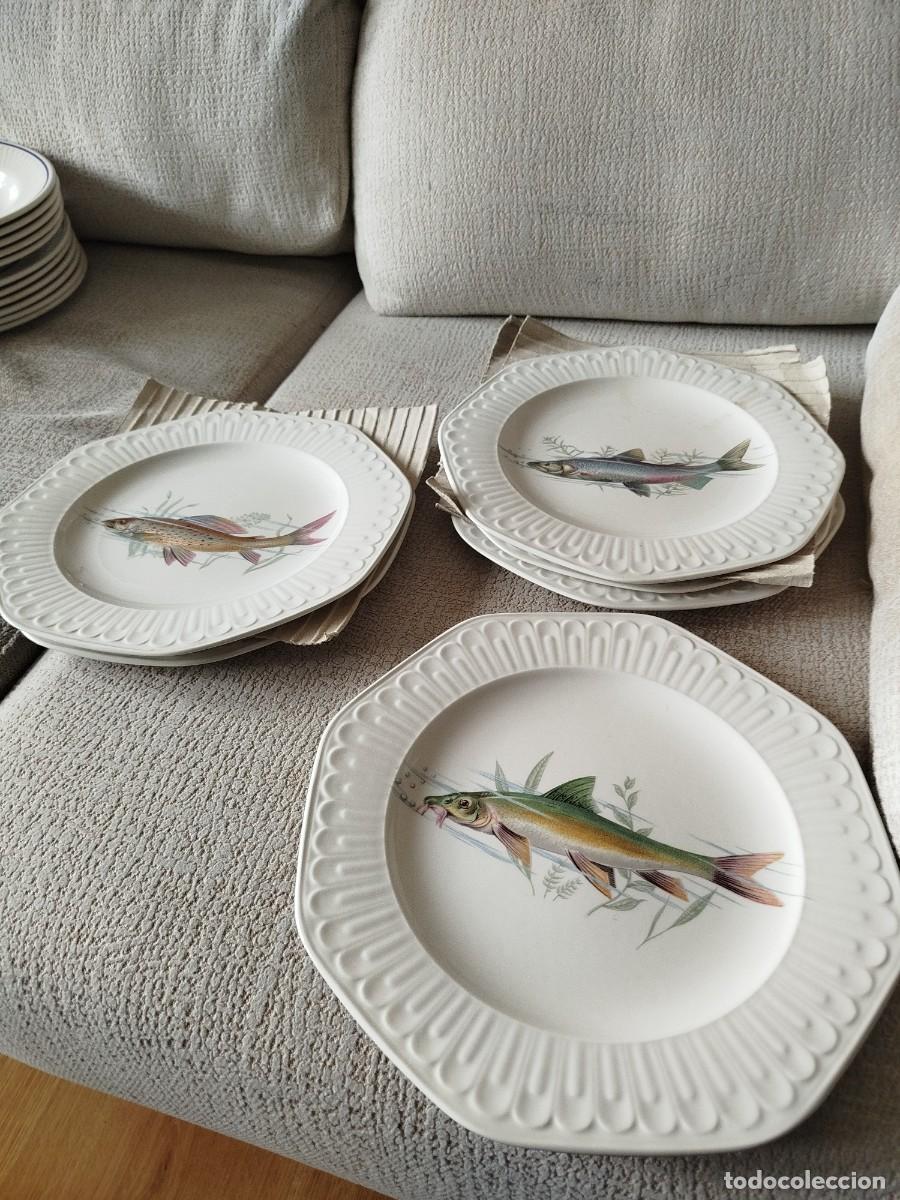 Antiquit&eacute;s: Vajilla 6 platos. Motivo peces