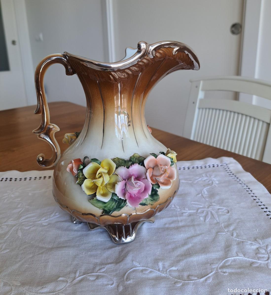 Antig&uuml;edades: Jarr&oacute;n cer&aacute;mica SUIMA Valencia vintage flores en relieve a&ntilde;os 50