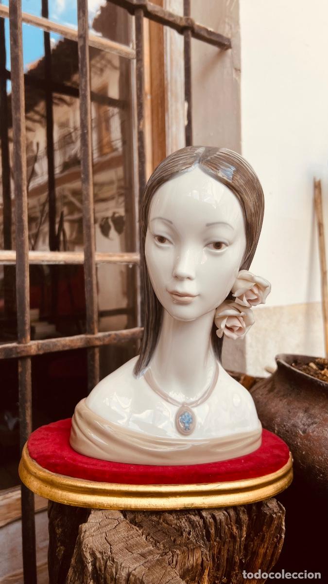 Antig&uuml;edades: Busto maja por juan huerta 1970 1985 rosas en pelo 30cms sin peana