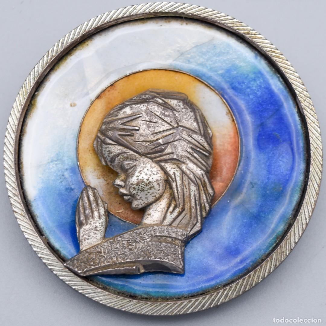 Antig&uuml;edades: Imagen Virgen - Plata y esmalte - Foto 2