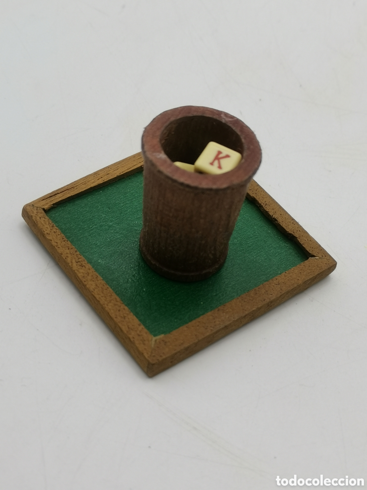 Antig&uuml;edades: JUEGO DE DADOS MINIATURA Y CUBILETE DE MADERA - Foto 2