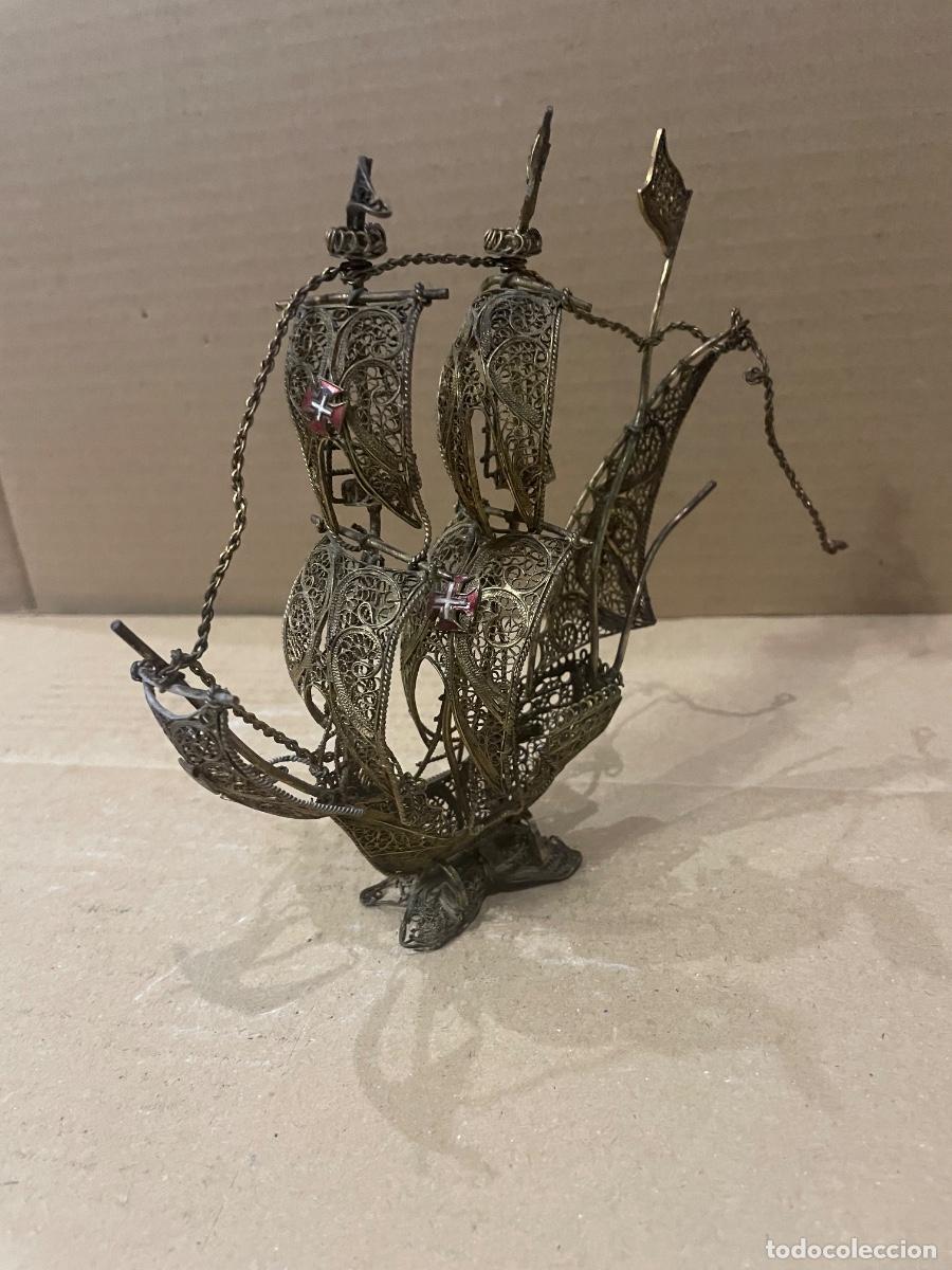 Antiguidades: ANTIGUO BARCO CARABELA , 18X18 CM. ESTADO EL QUE SE VE EN LAS IMAGENES