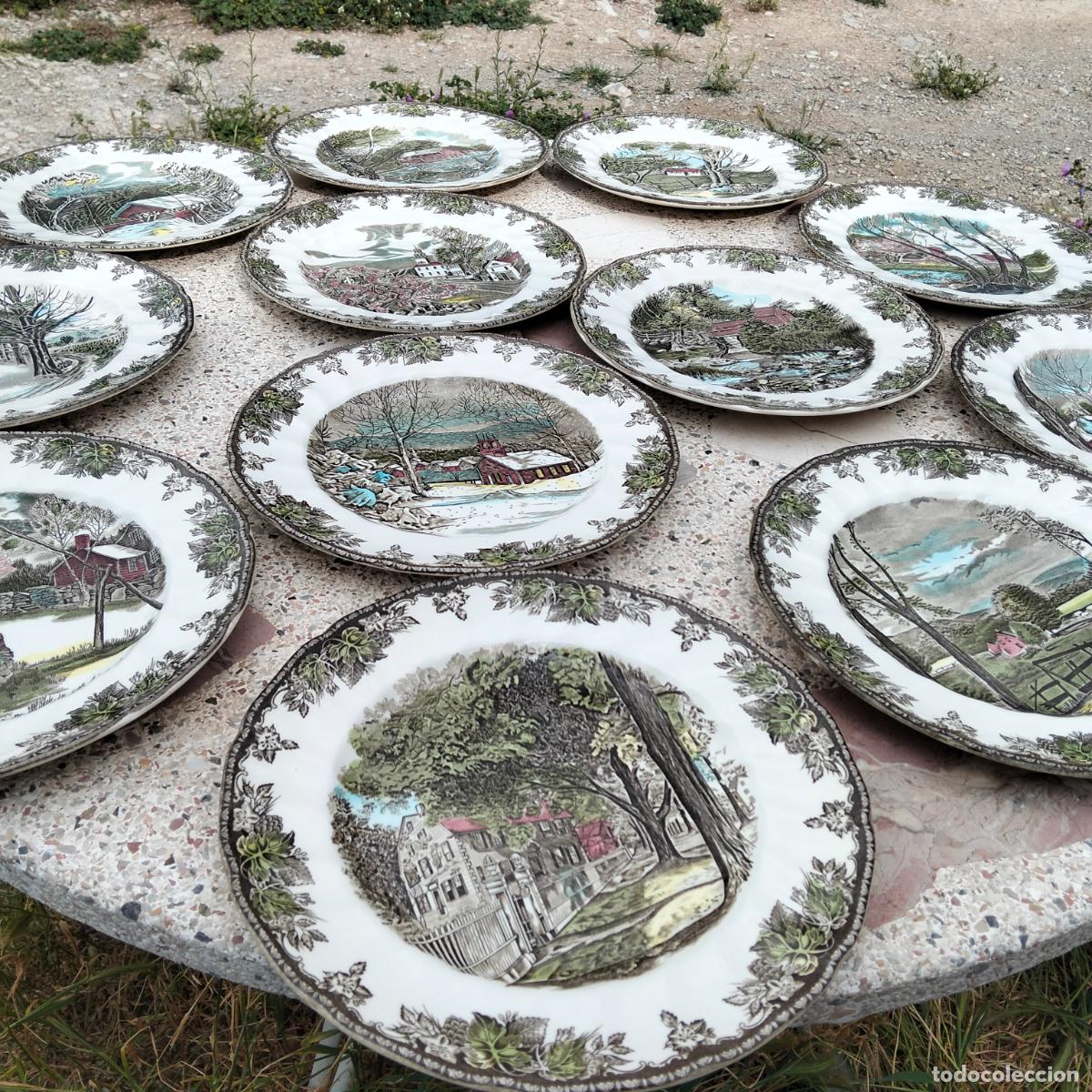 Antig&uuml;edades: Friendly Village lote 12 platos de porcelana inglesa decorativos 27 cm Johnson brothers vajilla