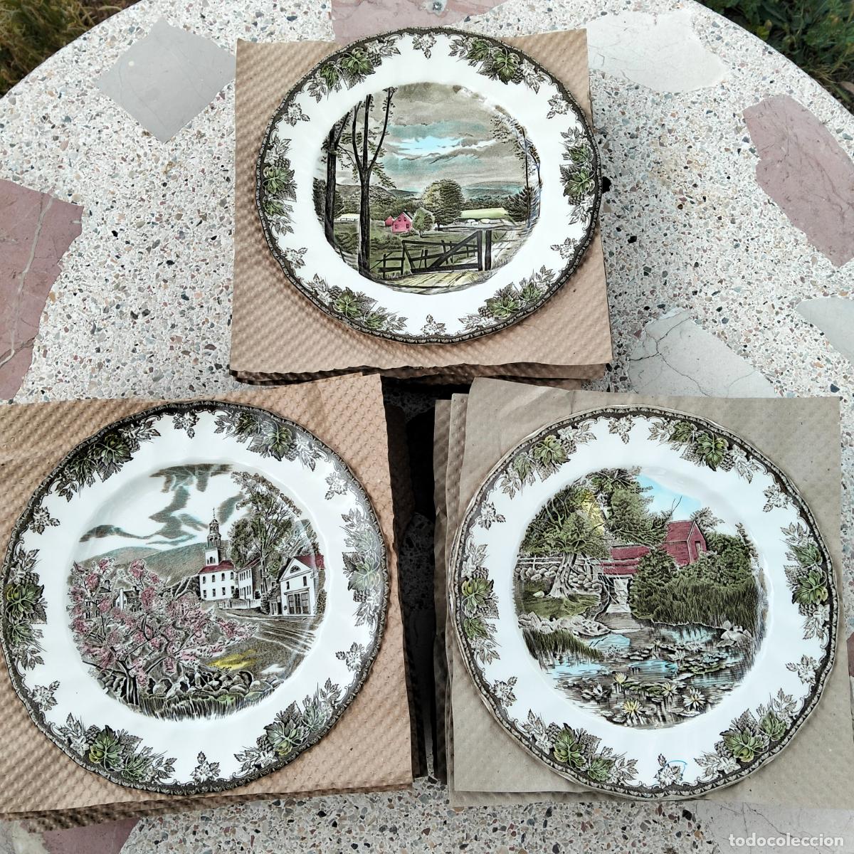 Oggetti Antichi: Friendly Village lote 12 platos de porcelana inglesa decorativos 27 cm Johnson brothers vajilla