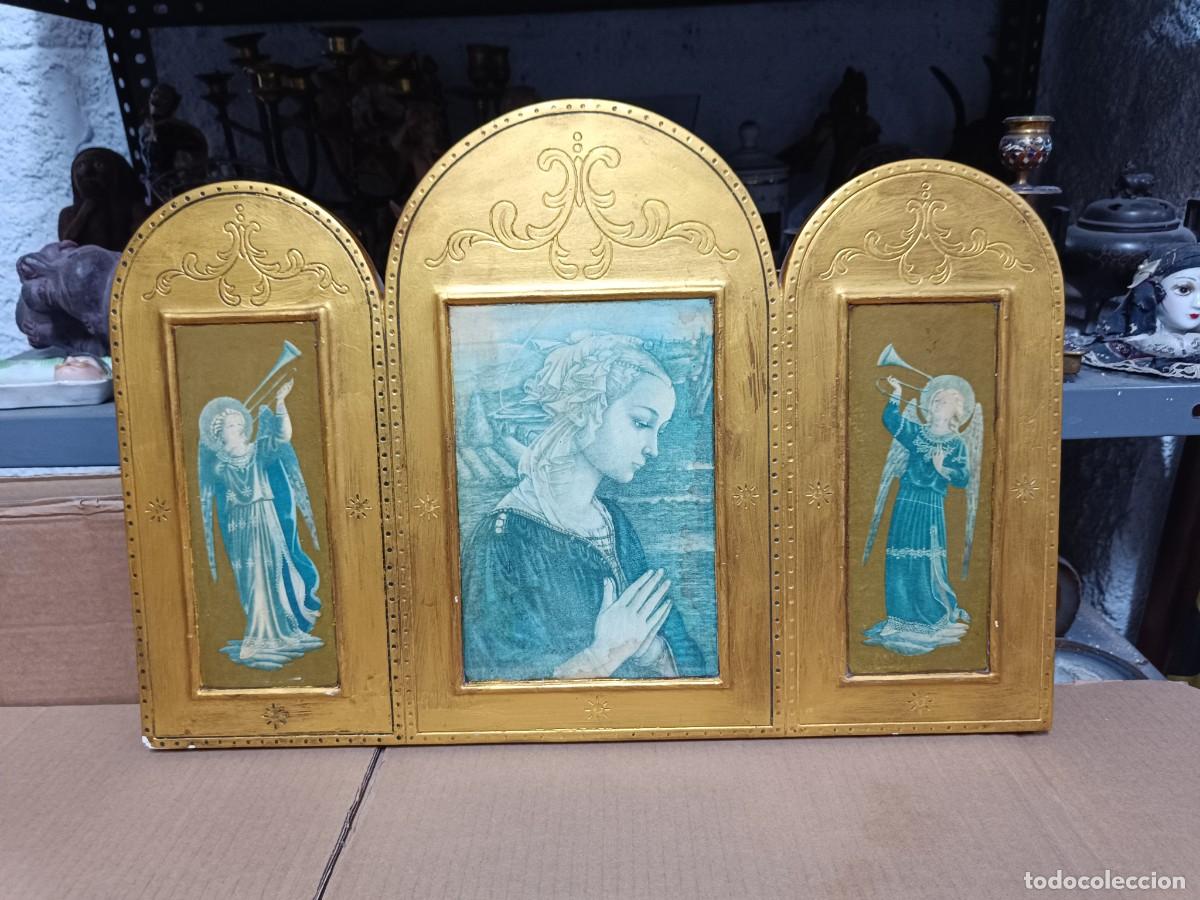 Antig&uuml;edades: ANTIGUO CUADRO, TRIPTICO CON LAMINAS RELIGIOSAS -G2 - Foto 1