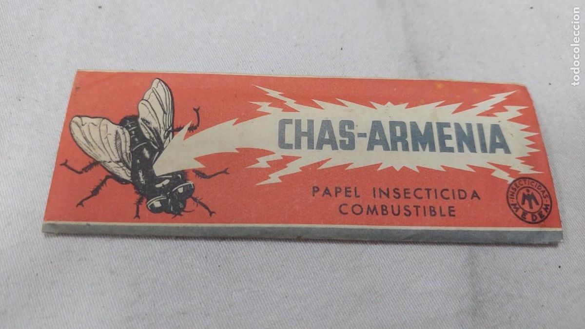 Antig&uuml;edades: Papel insecticida Chas Armenia sin uso