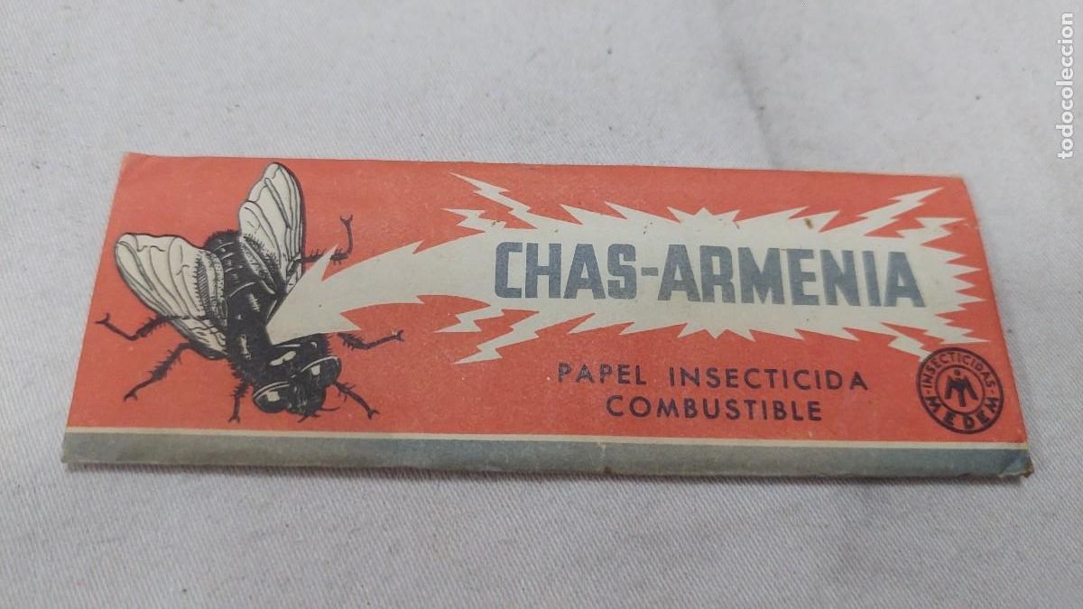 Antig&uuml;edades: Papel insecticida Chas Armenia sin uso