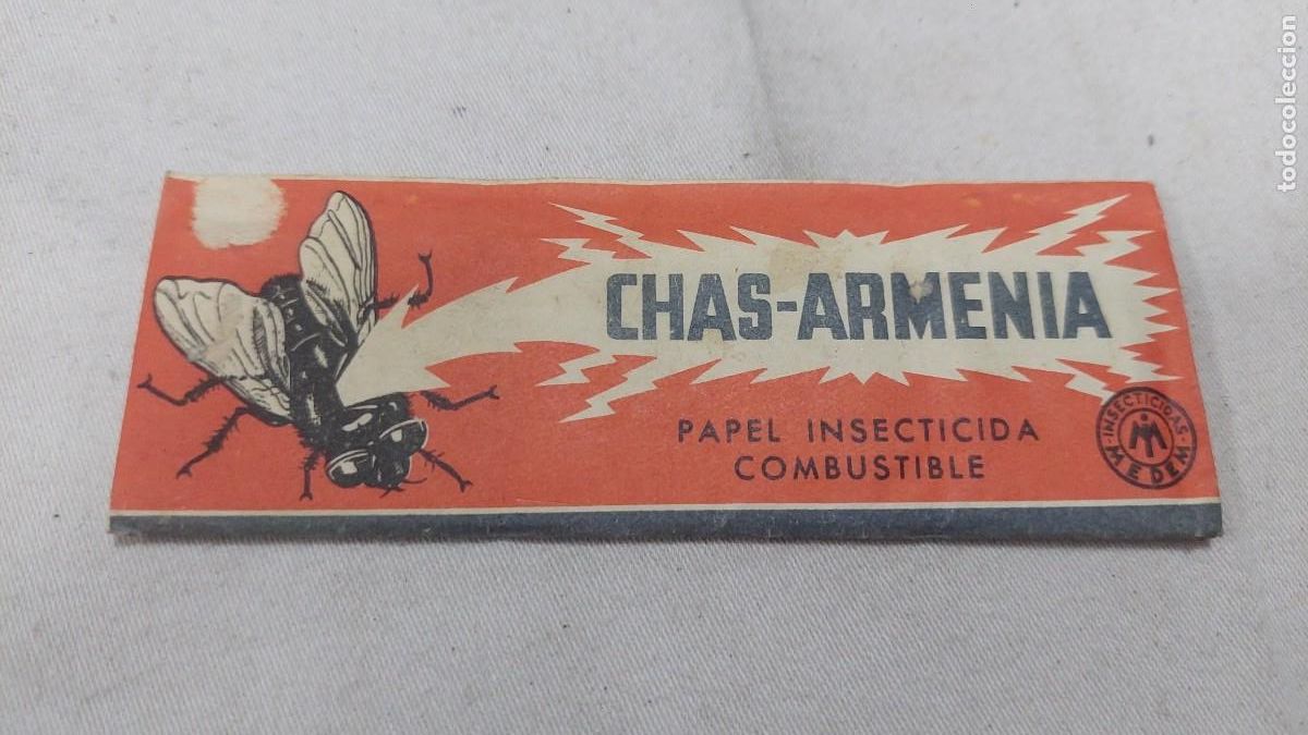 Antig&uuml;edades: Papel insecticida Chas Armenia sin uso