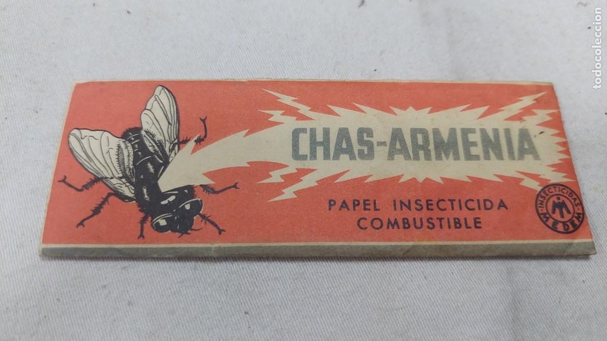 Antig&uuml;edades: Papel insecticida Chas Armenia sin uso