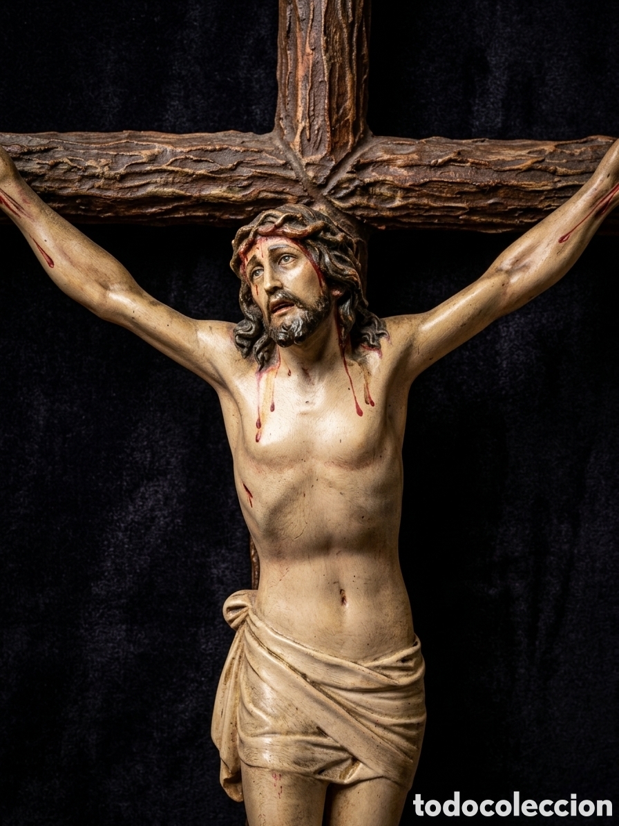 Antig&uuml;edades: Impresionante Cristo de Olot sobre Cruz