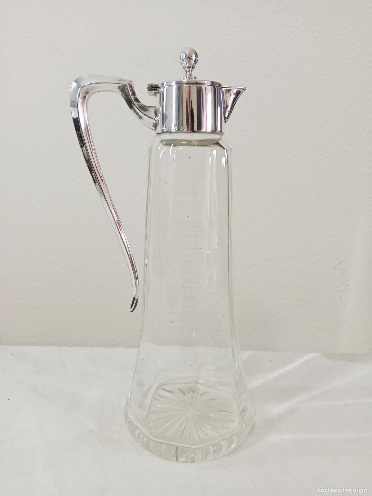 Oggetti Antichi: Jarra Cristal Alem&aacute;n Art Nouveau Plata 800