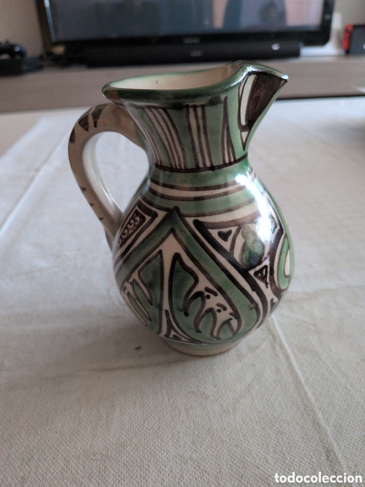 Antiquit&eacute;s: Antigua jarra de porcelana Punter Teruel. Pintada a mano.
