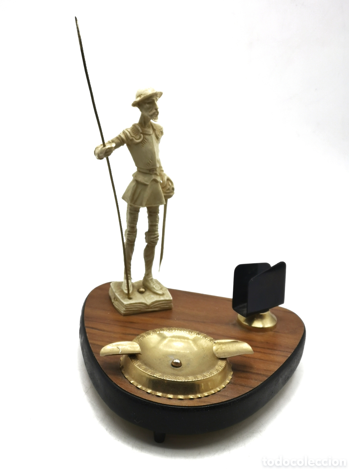 Antig&uuml;edades: CENICERO ANTIGUO CON LA FIGURA DE DON QUIJOTE Y SOPORTE PARA CARTAS O NOTAS