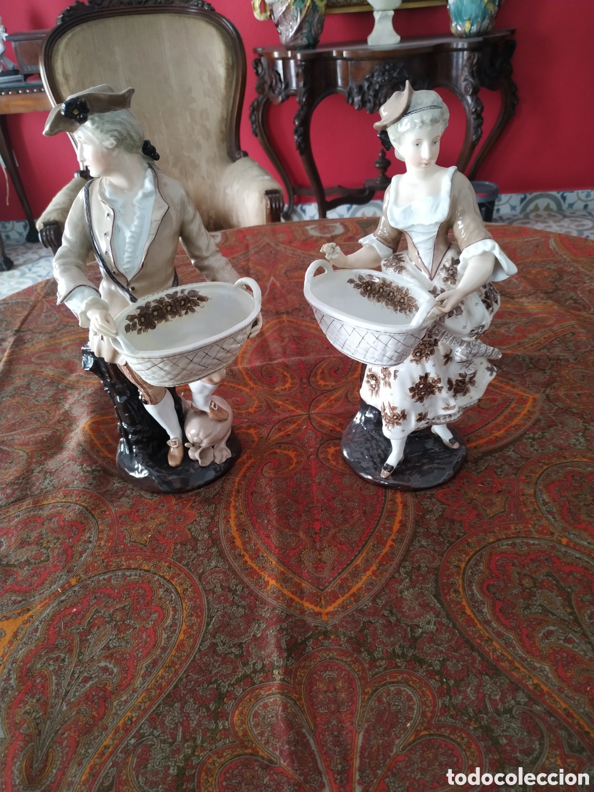 Antig&uuml;edades: Pareja de porcelanas .Sitzendorft .Ppios siglo Xx