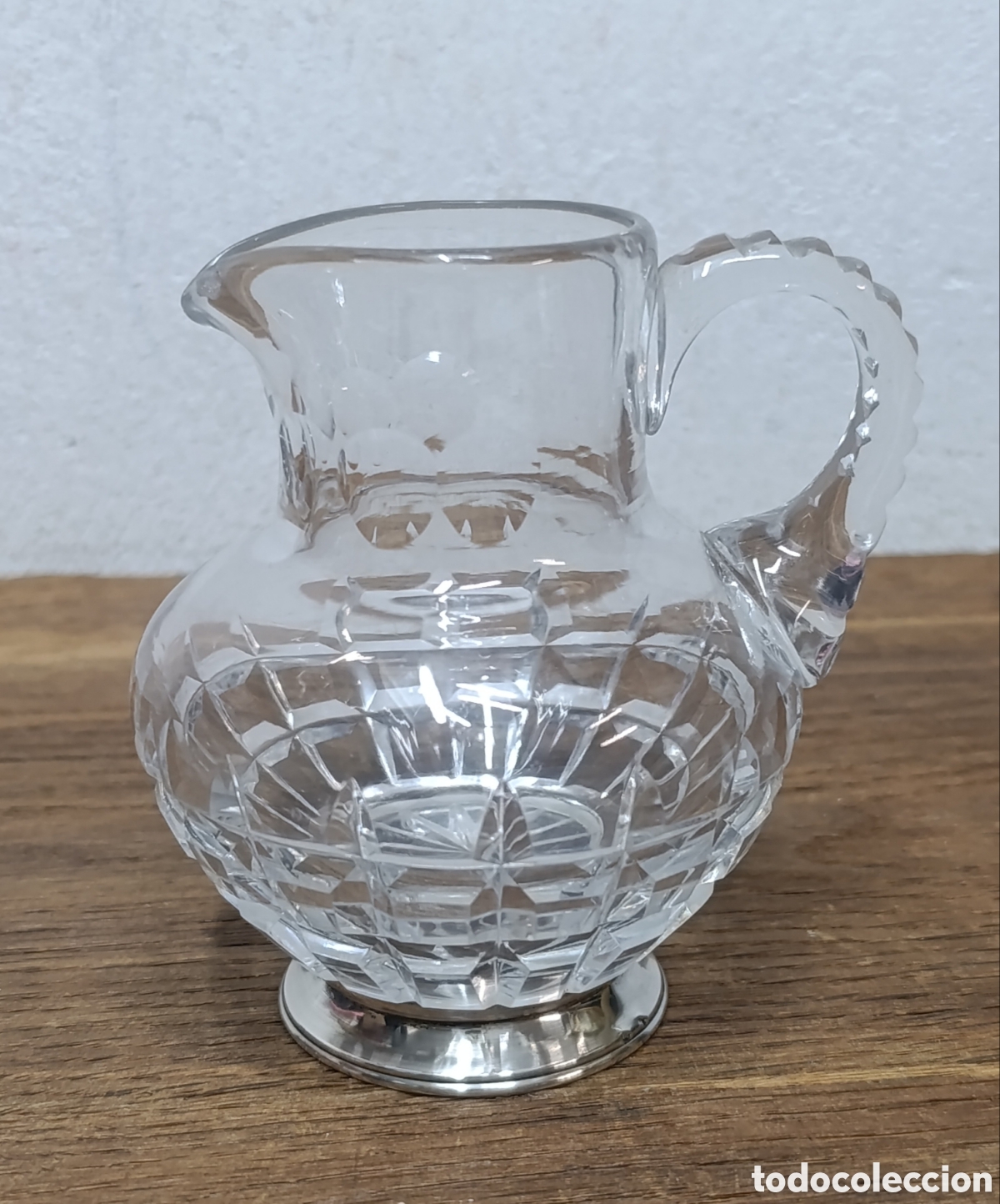 Antig&uuml;edades: MUY BONITA JARRA DE CRISTAL TALLADO Y FACETADO CON BASE DE PLATA, CONTRASTE ESTRELLA.