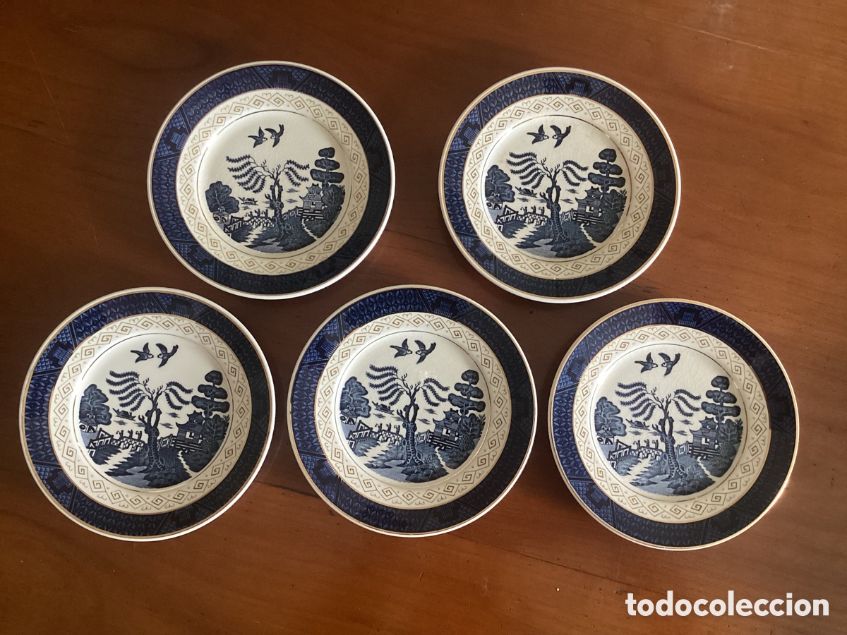 Antig&uuml;edades: Cinco platos de aperitivos, japoneses, marca Double Phoenix Nikko Ironstone Japan