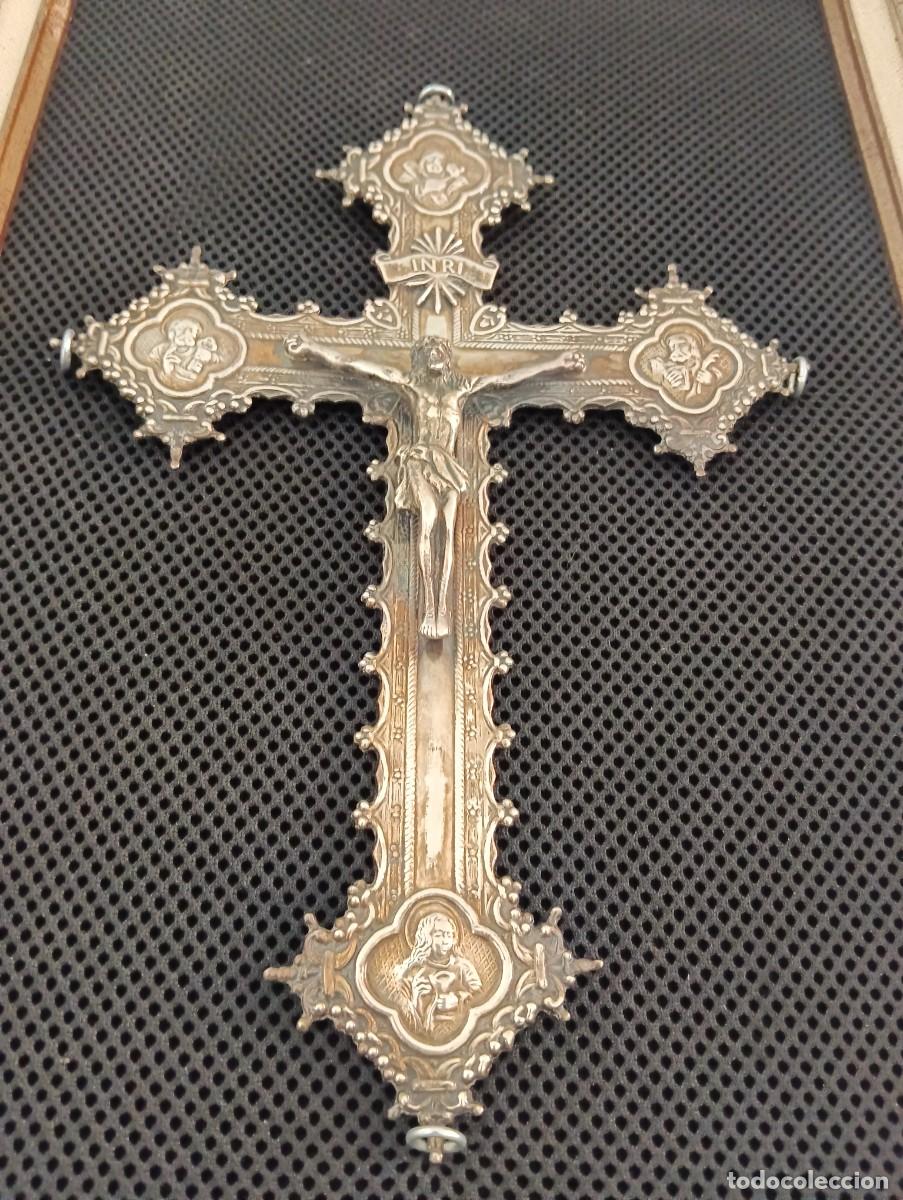 Antig&uuml;edades: Cruz de plata punzonada epoca finales XIX perfecta