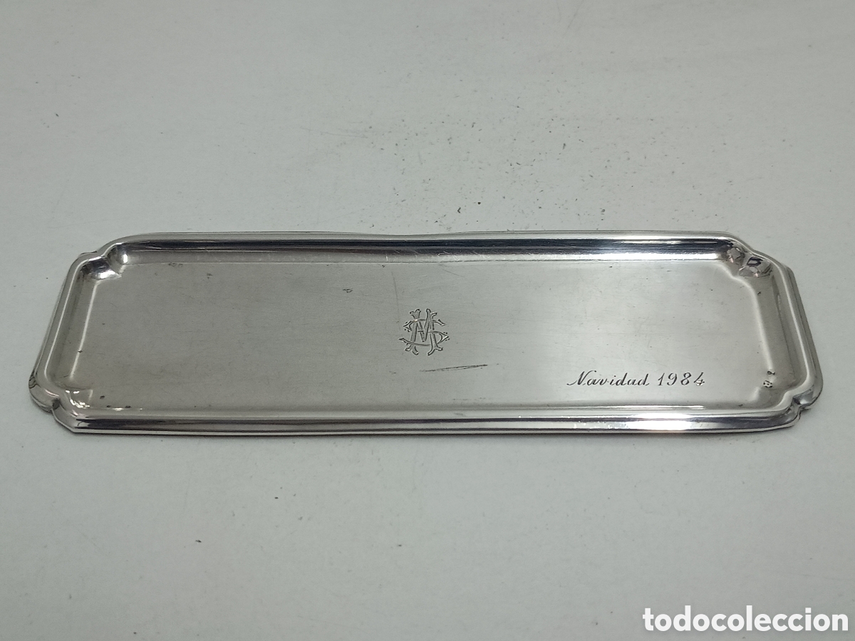 Antig&uuml;edades: BANDEJA DE PLATA - GRABADO SM NAVIDAD 1984 - 20x7cm - 55gr