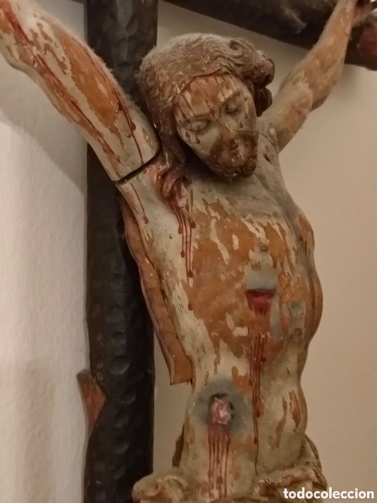 Antiques: Impresionante Cristo de madera policromada finales XVIII