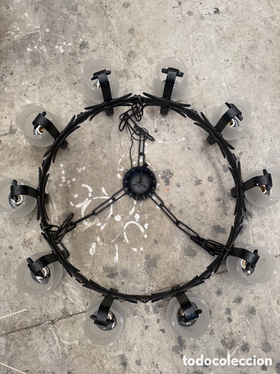 Antig&uuml;edades: Gran l&aacute;mpara forja vintage 10 luces - Foto 3