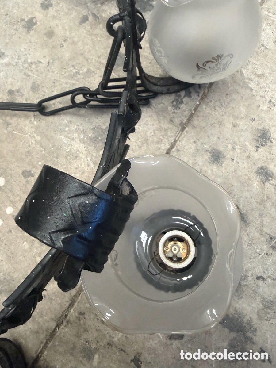 Antig&uuml;edades: Gran l&aacute;mpara forja vintage 10 luces - Foto 4