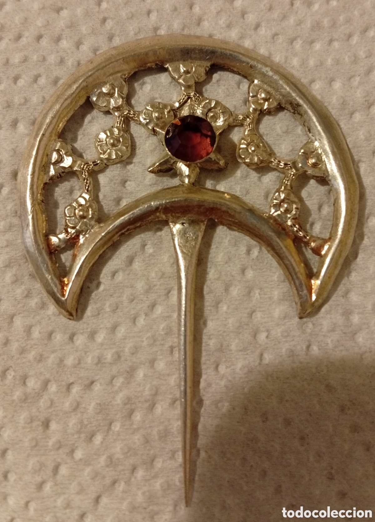 Antig&uuml;edades: Preciosa antigua aureola resplandor de plata de ley para talla religiosa