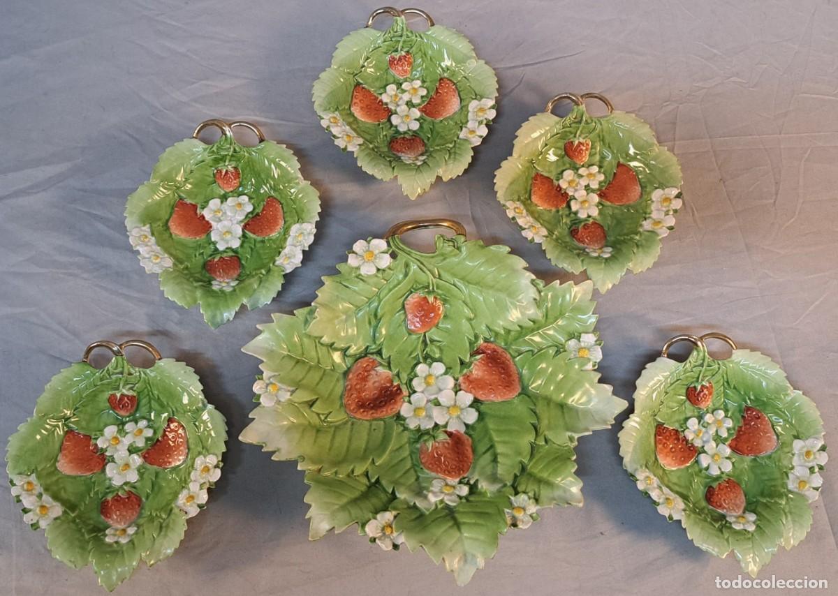Antig&uuml;edades: Juego de platos de postre en porcelana, primera mitad del siglo XX