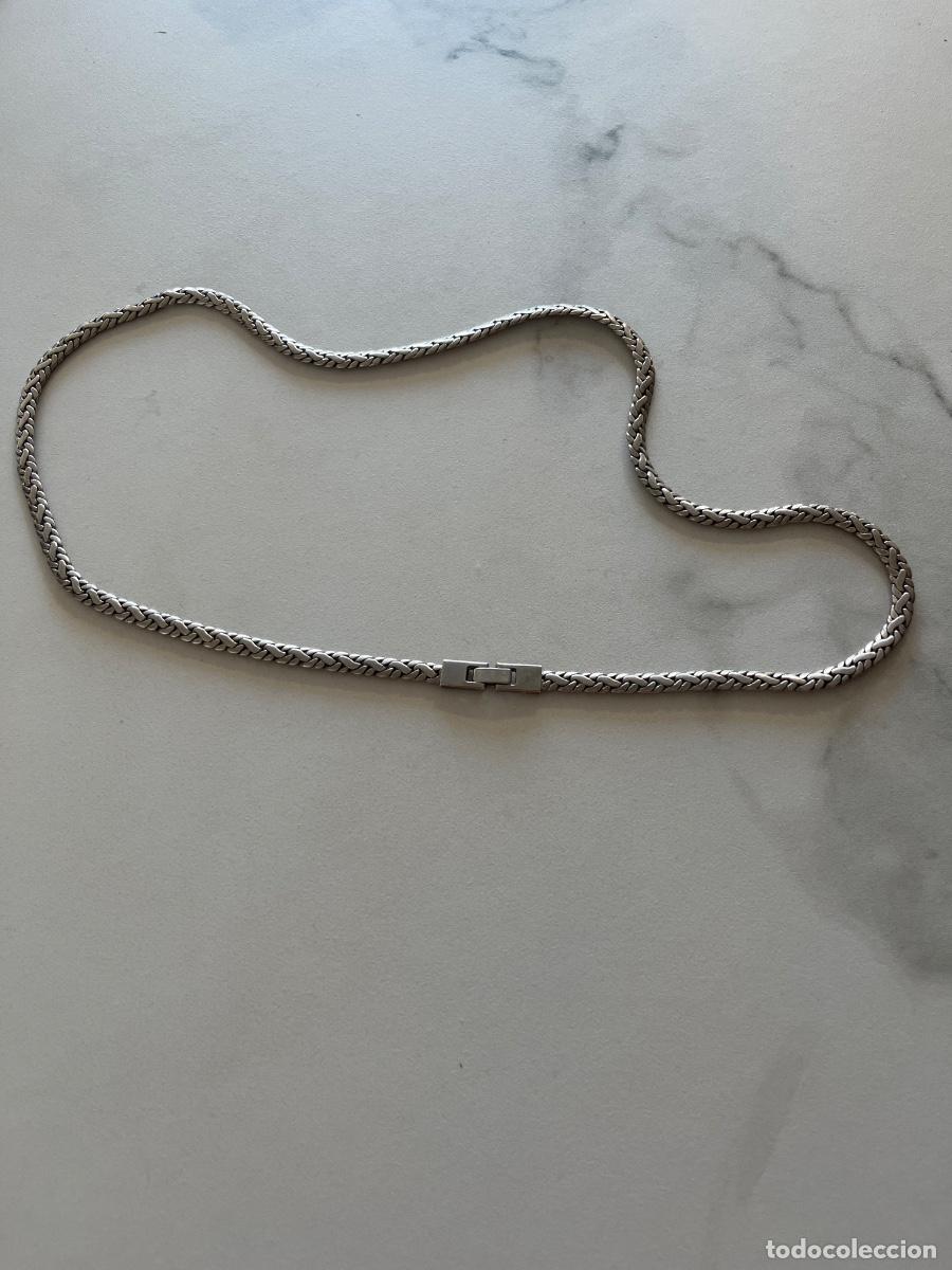 Antig&uuml;edades: Antiguo collar trenzado de plata de ley de 60 cm largo