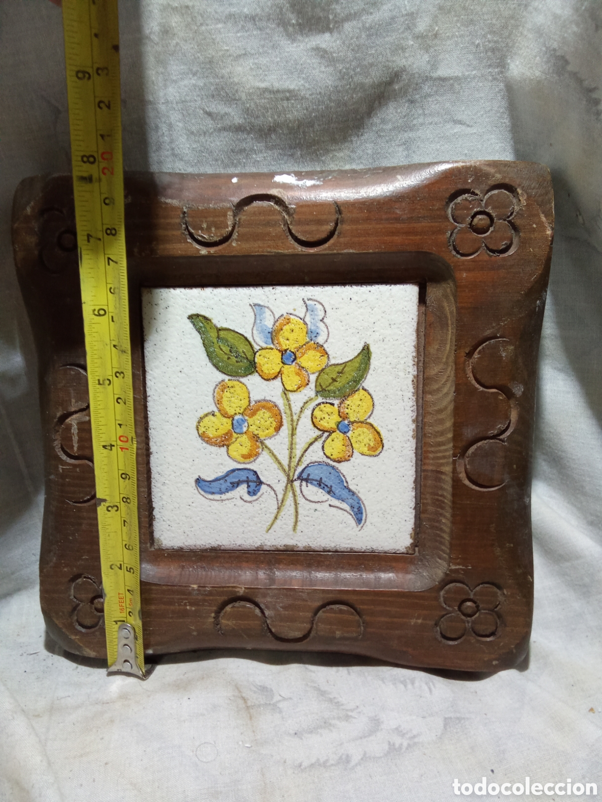 Antig&uuml;edades: ANTIGUO AZULEJO ENMARCADO - Foto 2