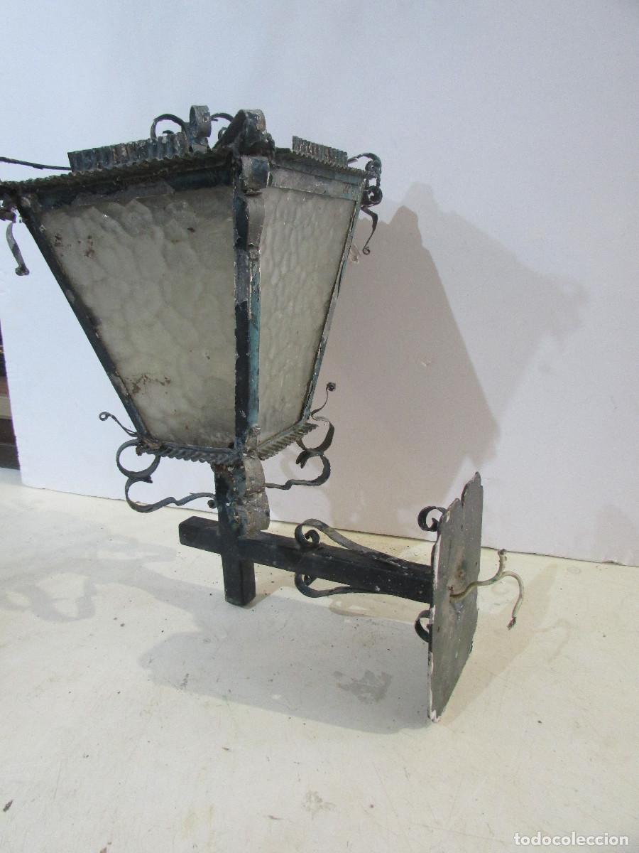 Antig&uuml;edades: Farol pared calle aplique aluminio fundido antiguo. Acristalado. Completo