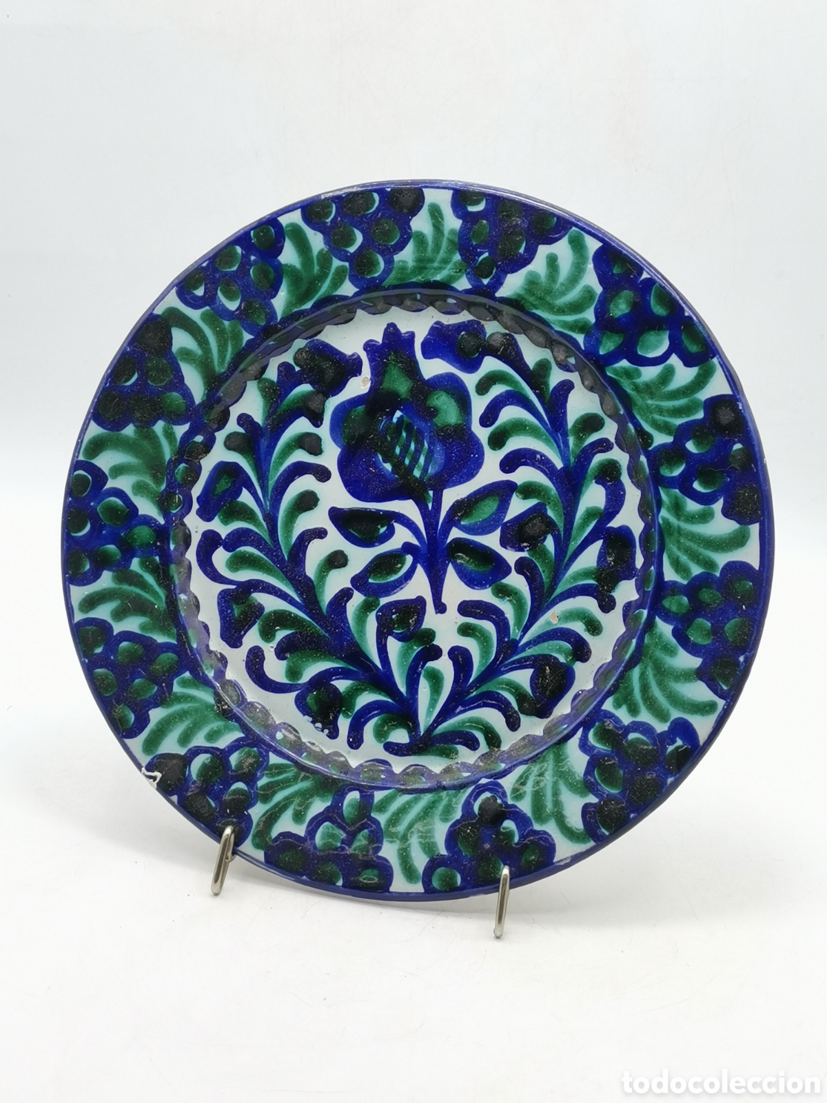 Oggetti Antichi: PLATO DE CER&Aacute;MICA GRANADINA CON SUS BONITOD MOTIVOS DECORATIVOS PINTADOS