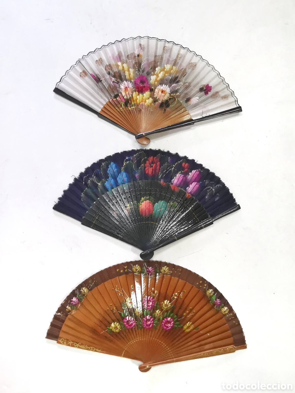 Antig&uuml;edades: CONJUNTO DE ABANICOS ANTIGUOS PRECIOSOS DETALLES Y DISE&Ntilde;OS
