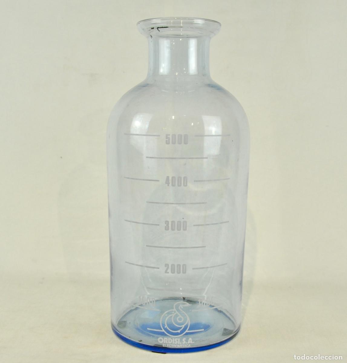 Antig&uuml;edades: Botella de laboratorio en cristal azul de 5 litros
