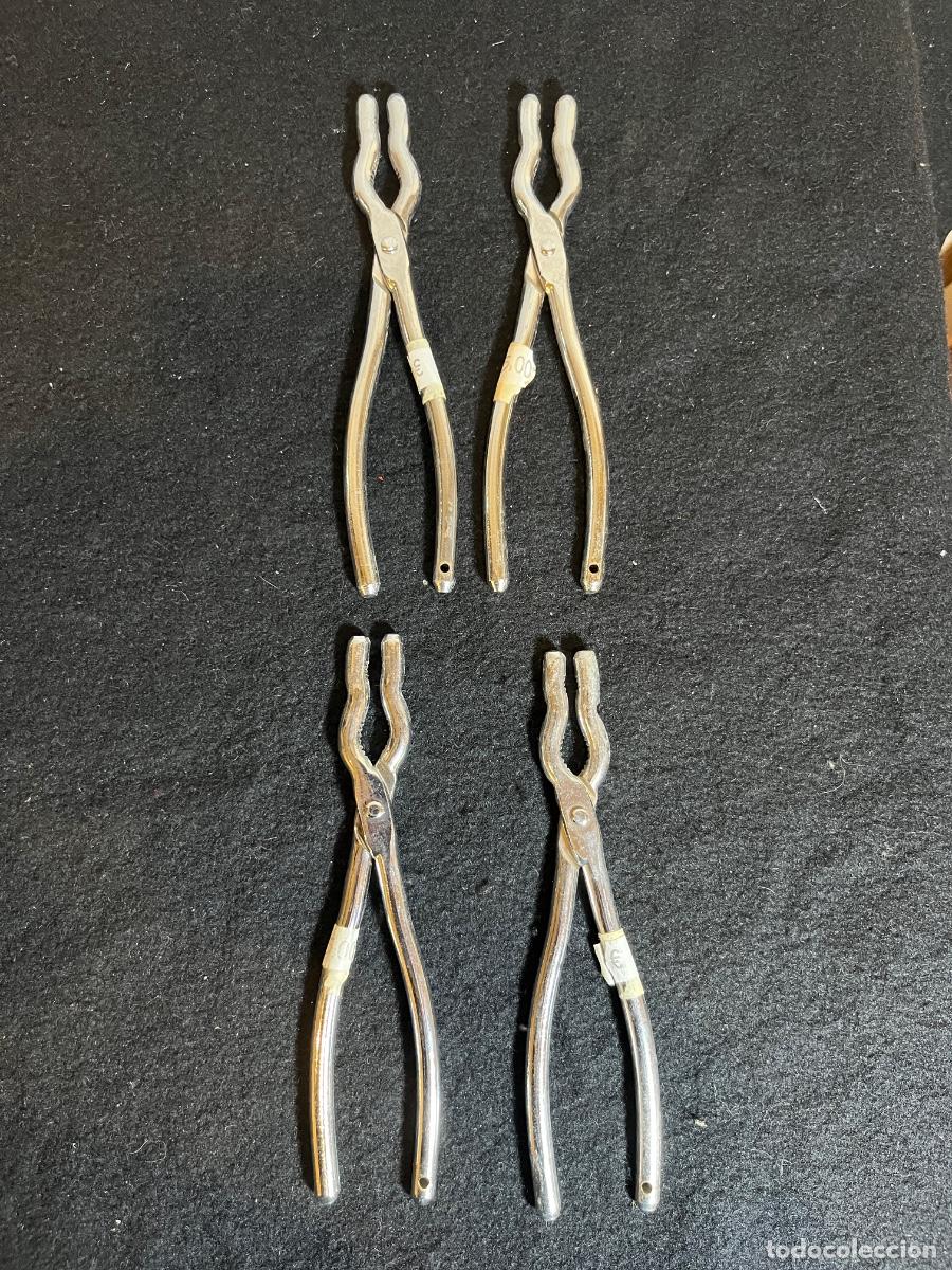 Antiquit&auml;ten: Pinzas rompe marisco vintage acero cromado lote 4 utensilios centollo cangrejo mariscada retro