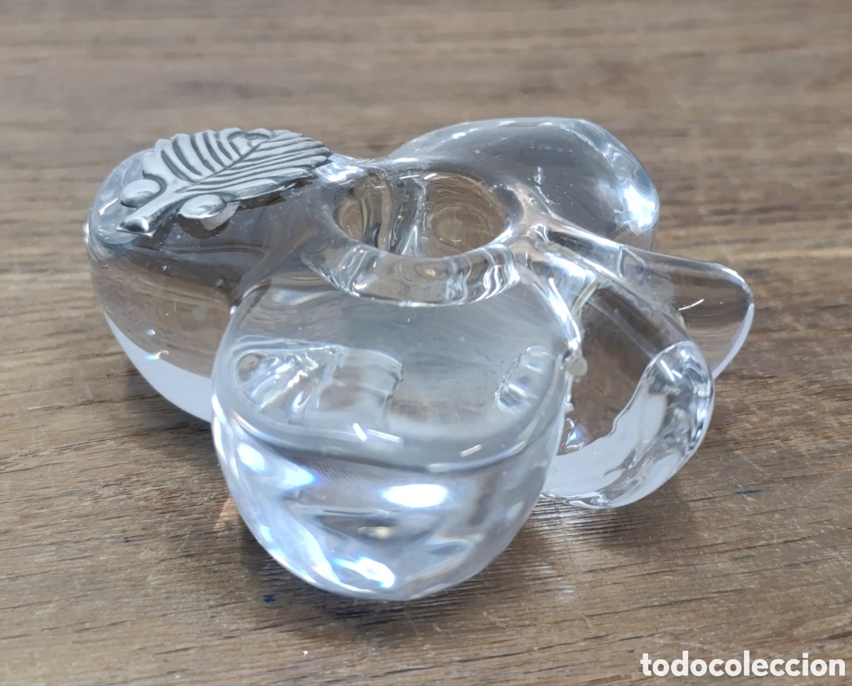 Antig&uuml;edades: MUY BONITO PORTAVELAS DE CRISTAL, CON FORMA DE TR&Eacute;BOL Y ADORNO EN PLATA