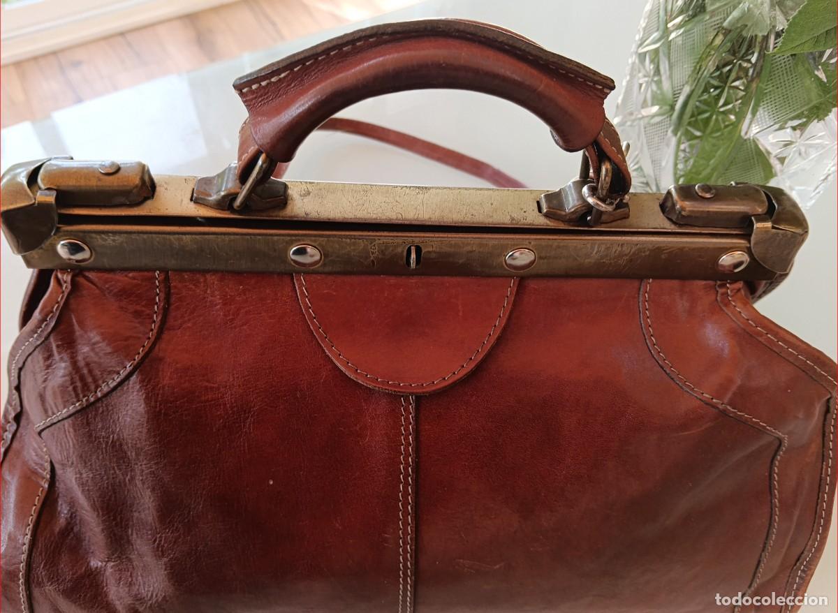 Antig&uuml;edades: Bolso de piel de se&ntilde;ora vintage buena conservacion