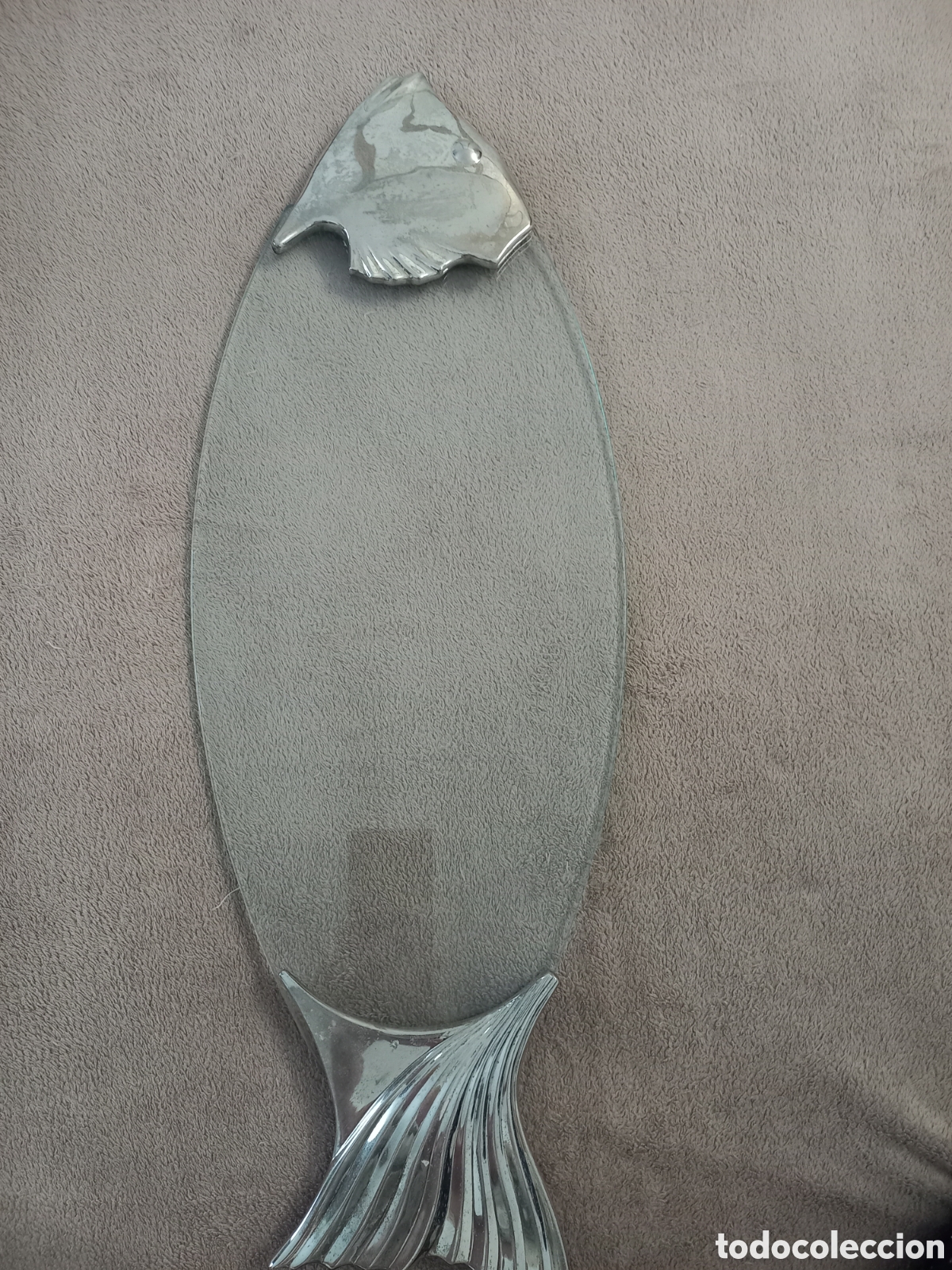 Antig&uuml;edades: Fuente de Cristal para Pescado - SILEA (Francia) - Gran Tama&ntilde;o 60 cm