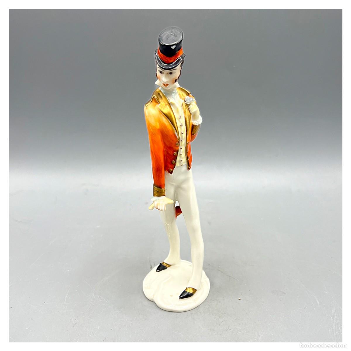 Antig&uuml;edades: Figura Porcelana SILVIO RIGHETTO para CACCIAPUOTI 60's Dandy Figurita Vintage Italiano Raro Modelo