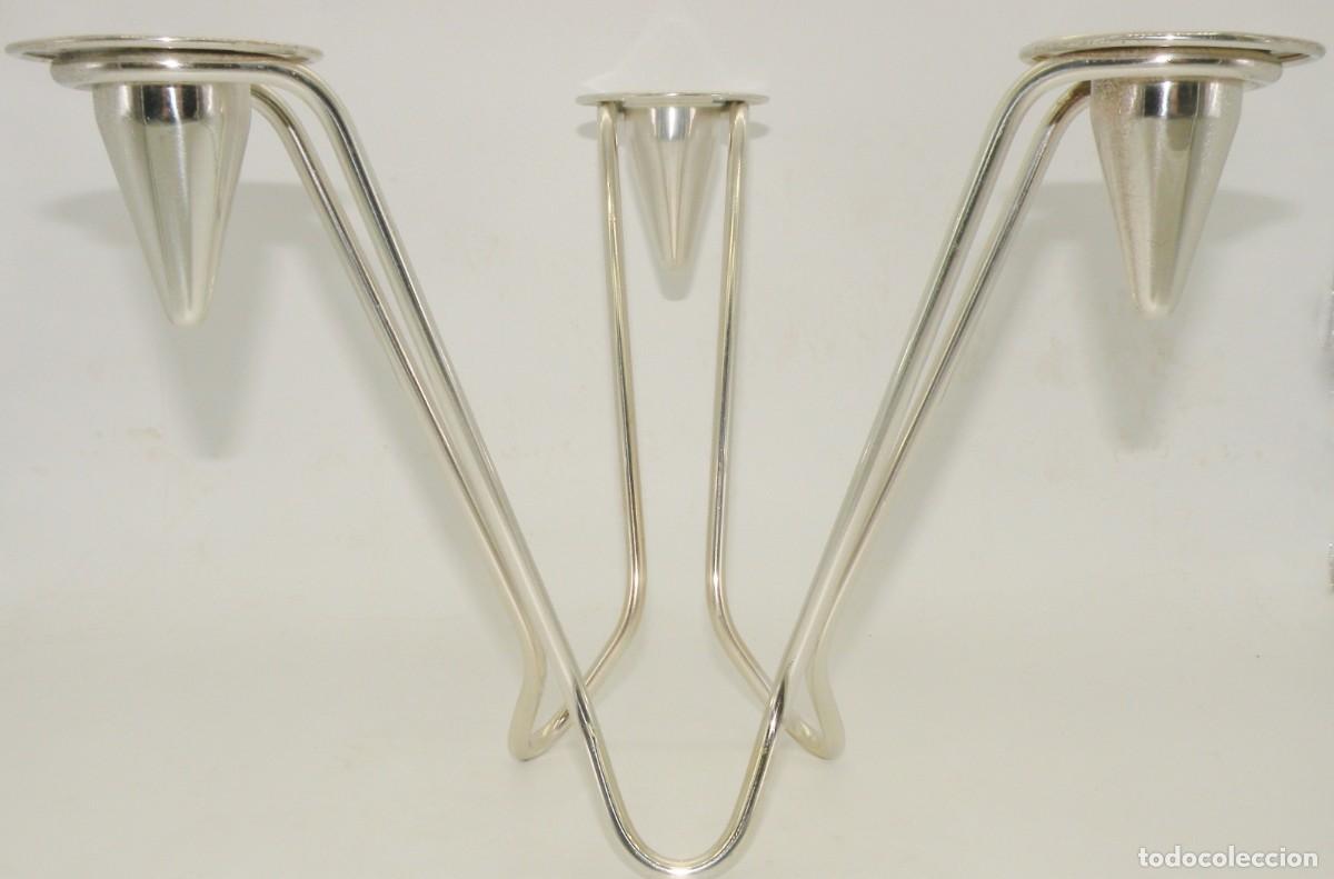 Oggetti Antichi: ORIGINAL CANDELABRO EN PLATEADO CON TRES PUNTOS DE LUZ