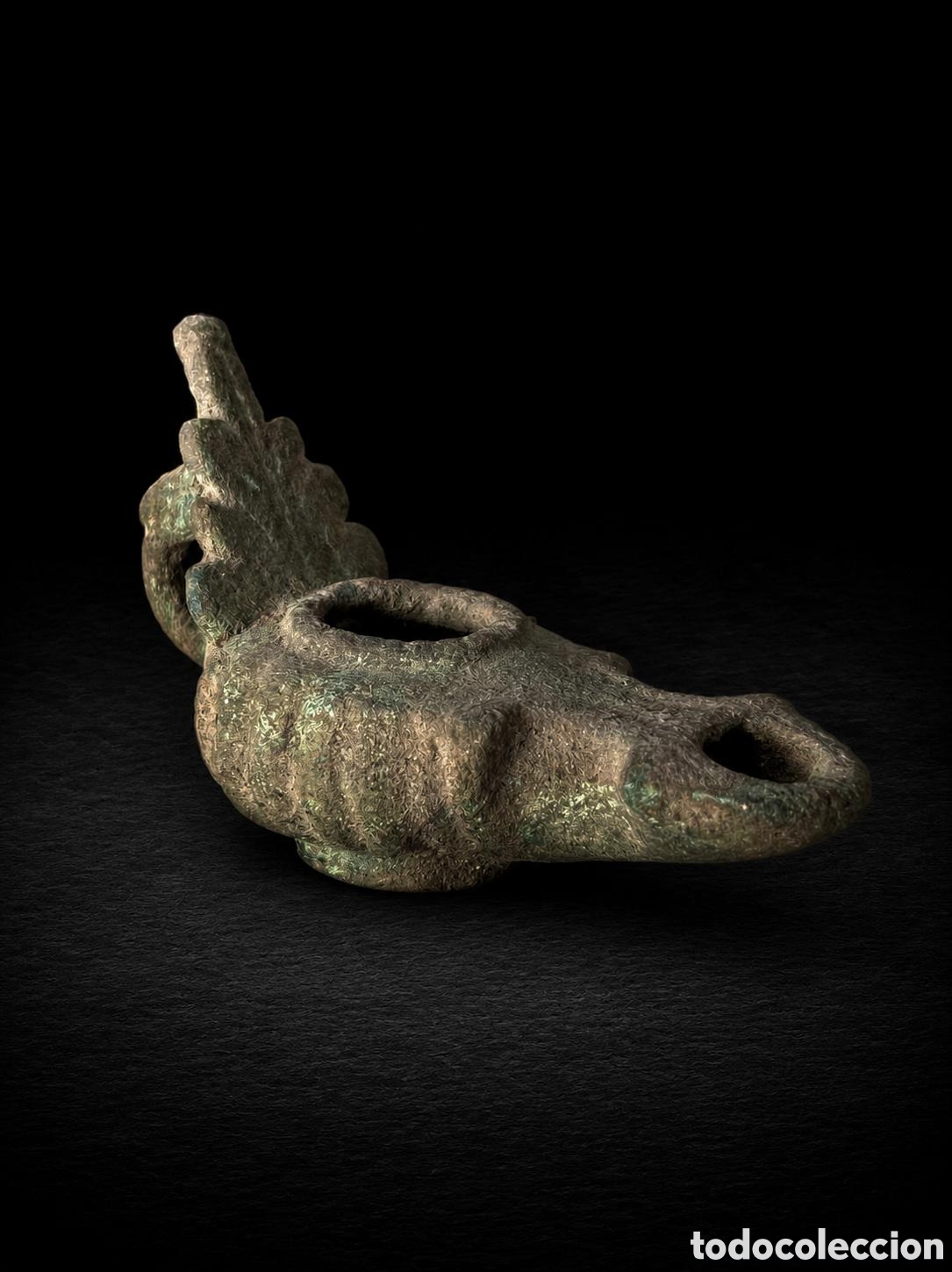 Antig&uuml;edades: Enorme lucerna romana de bronce labrado con certificado de autenticidad siglo V