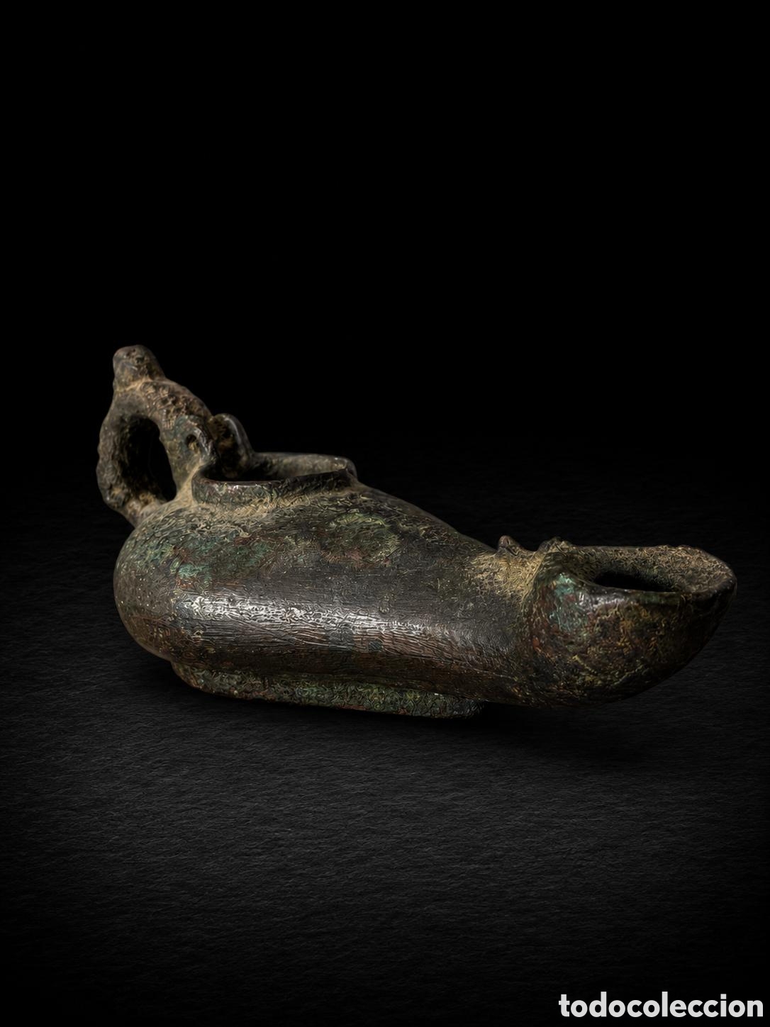 Antig&uuml;edades: Enorme lucerna romana de bronce labrado con certificado de autenticidad siglo V