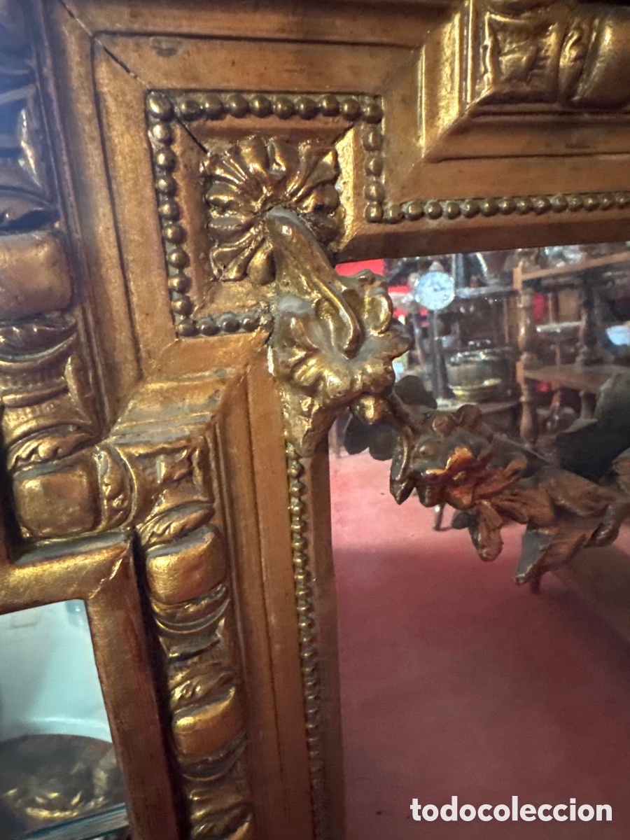 Antig&uuml;edades: Espejo antiguo dorado - Foto 3