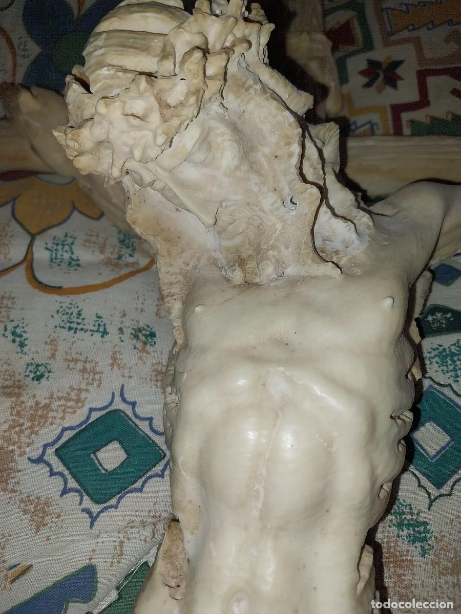 Antig&uuml;edades: magnifico cristo crucificado de alabastro
