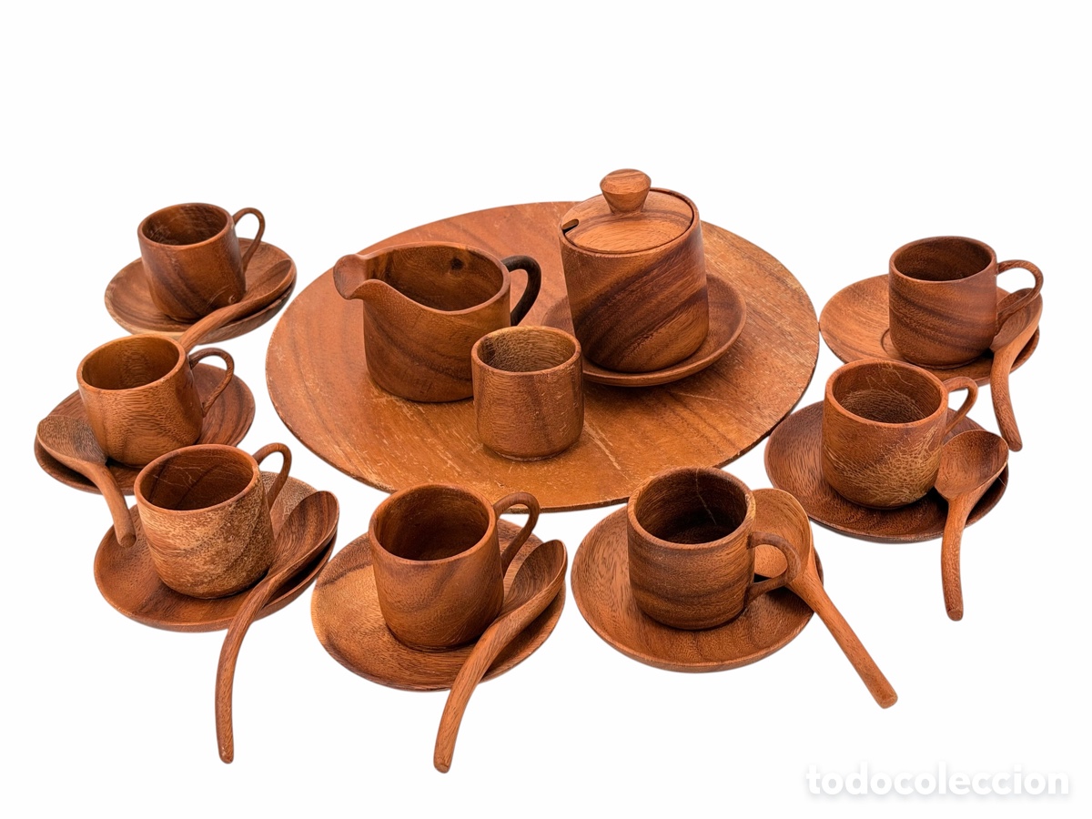 Antiguidades: Conjunto de Caf&eacute; de Madera de Boj