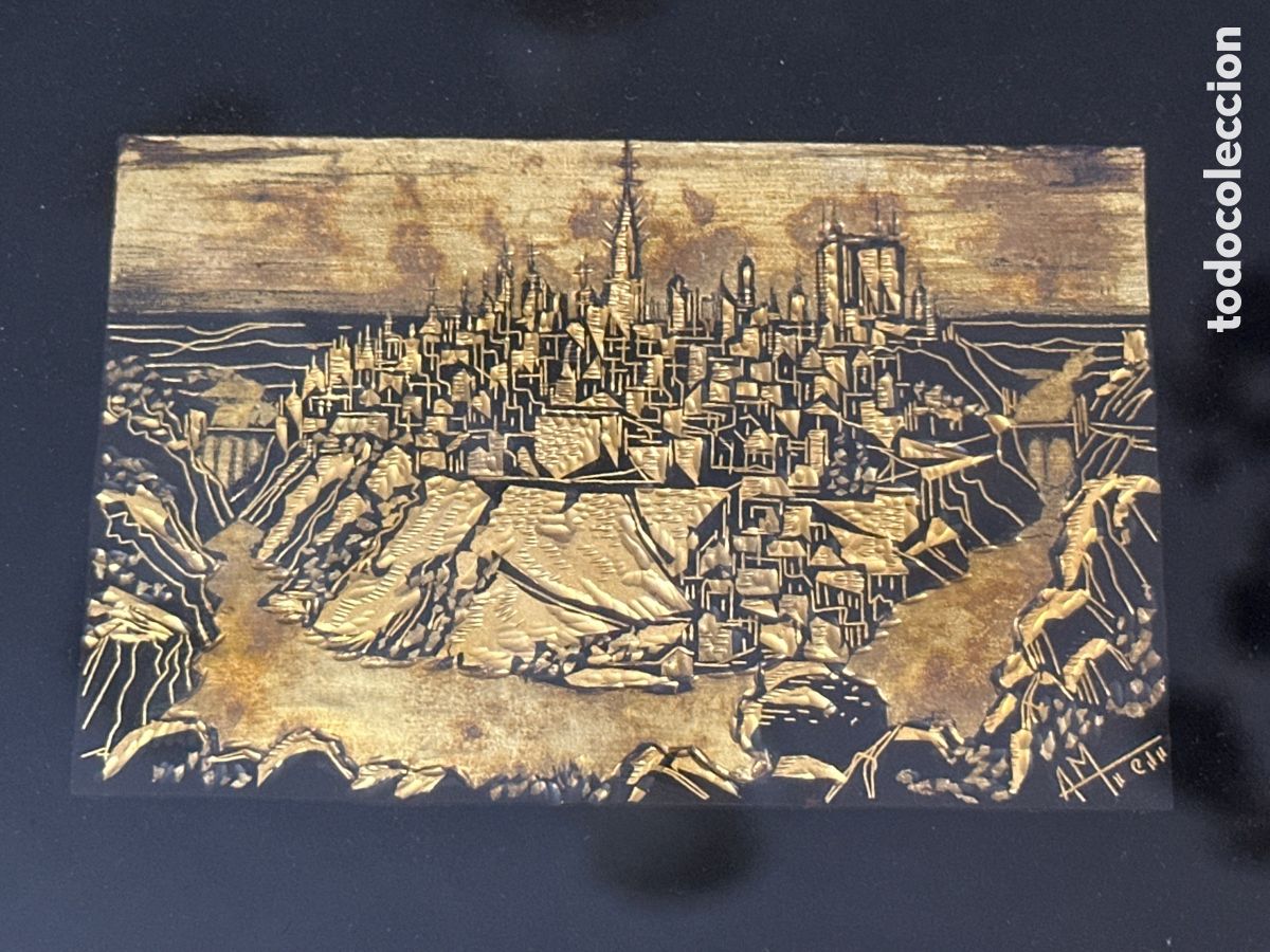Antig&uuml;edades: PANOR&Aacute;MICA DE TOLEDO DAMASQUINADA. A. MALDONADO. DAMASQUINO. EN ORO DE 20 y 24k 6 MICRAS GRUESO