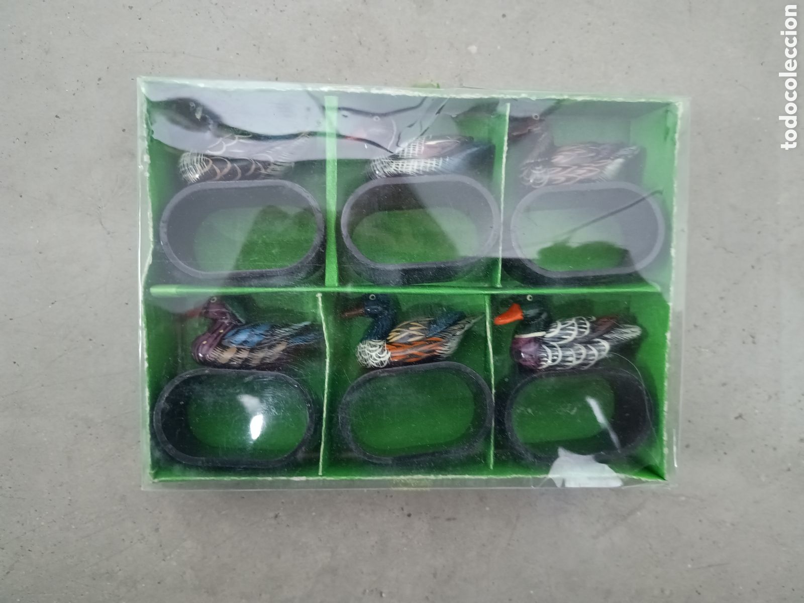 Antiguidades: 6 SERVILLETEROS CON PATOS EN SU CAJA ORIGINAL